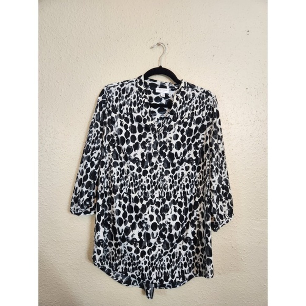 Liz Lange‎ Womens Black Animal Print Long Sleeve Maternity Tunic Blouse Medium